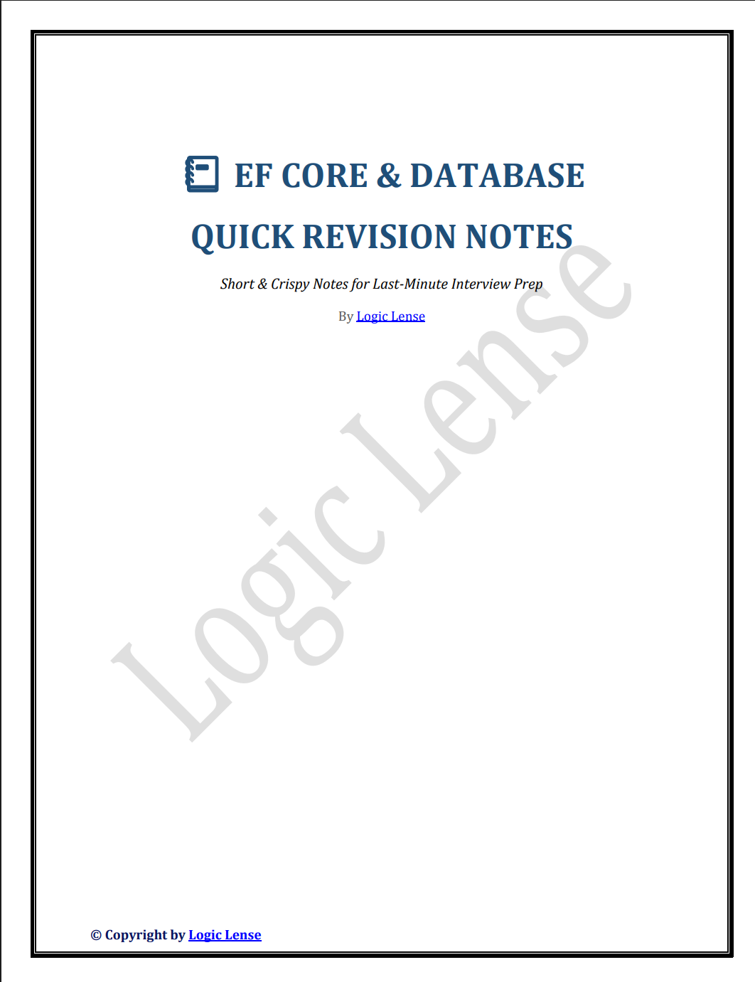 EF Core Notes in .NET Core