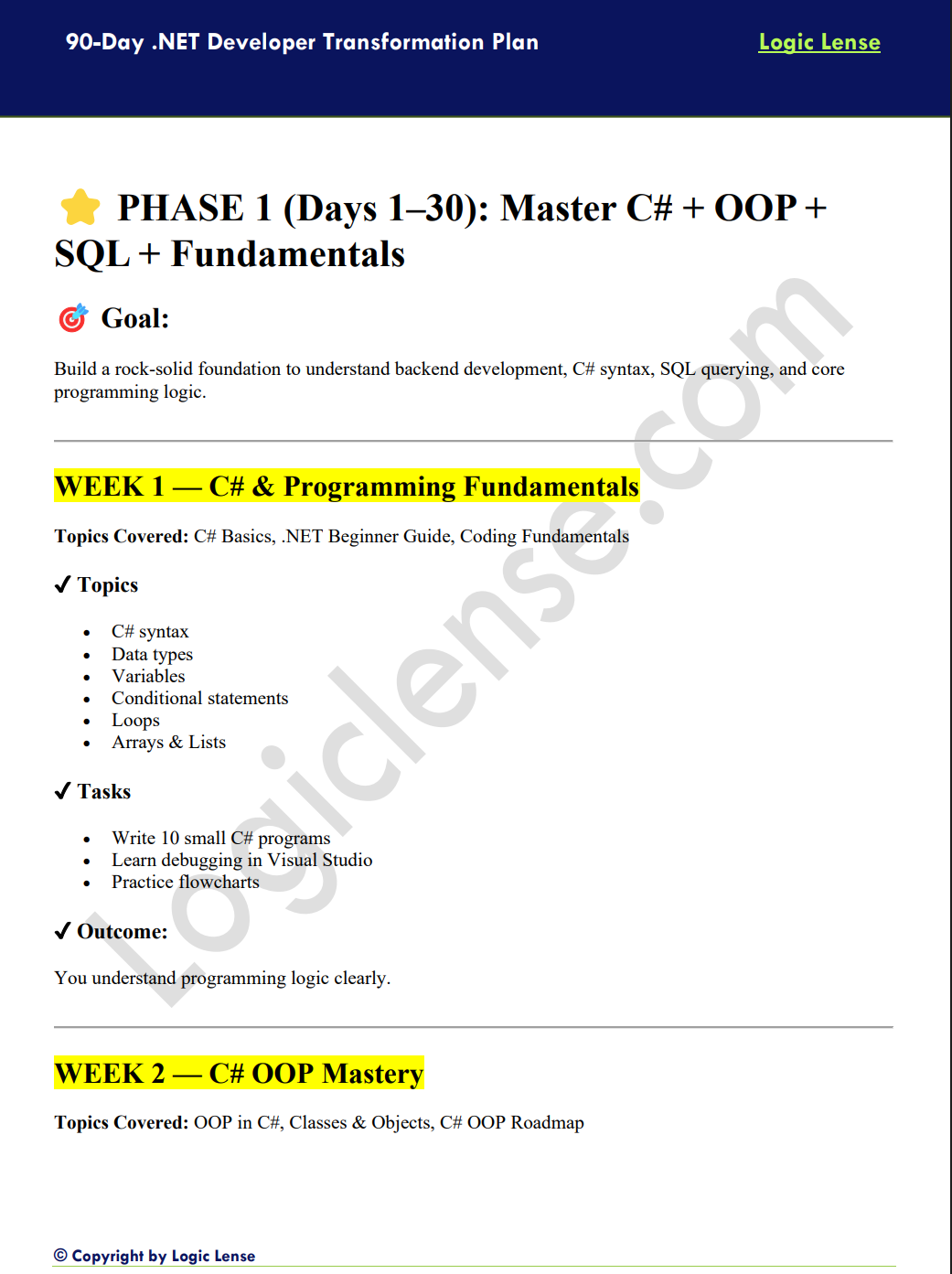 90 Days ASP.NET Developer Roadmap